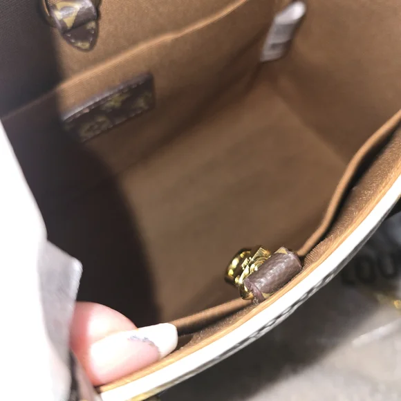 Cream and Brown Monogram Tote with Scarf AND CHARM 10x8 - Picture 12 of 12